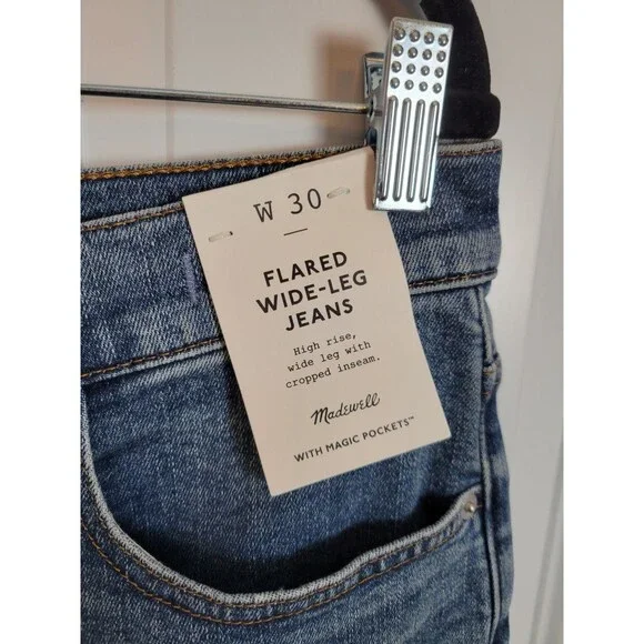 NWT Madewell Flared Wide-Leg Crop Jeans Size 30 - Picture 3 of 6